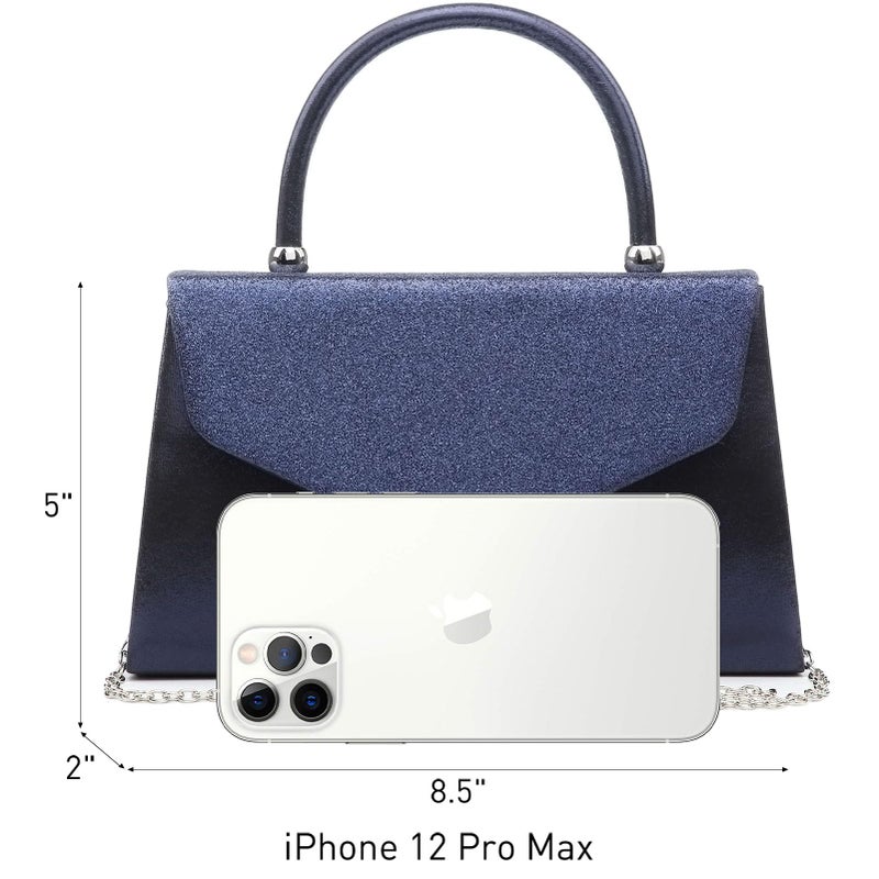Dasein Women's Evening Bag Party Clutches Wedding Purses Cocktail Prom Handbags with Frosted Glittering (Navy Blue) - Image 4
