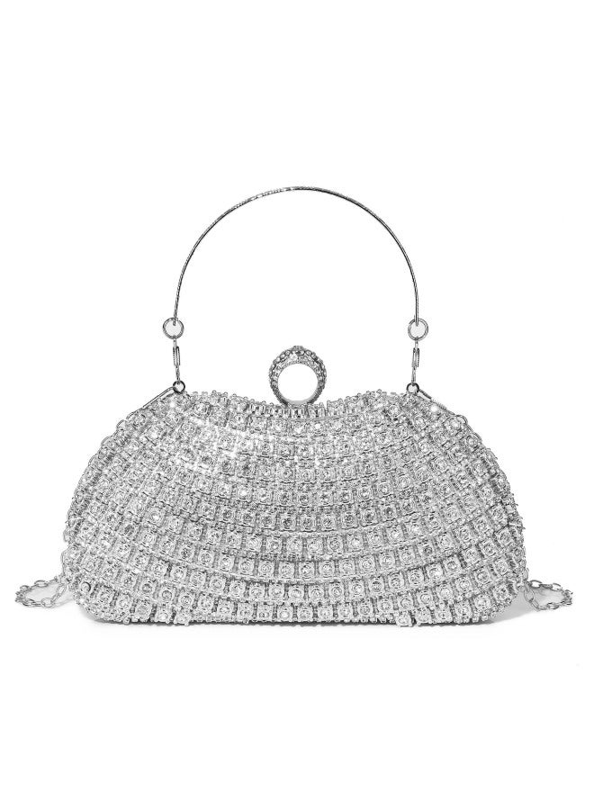 Cross-border Foreign Trade Rhinestone Handbag Bag Banquet Diamond Evening Bag Chain Splicing Evening Bag Dress Box Small Bag