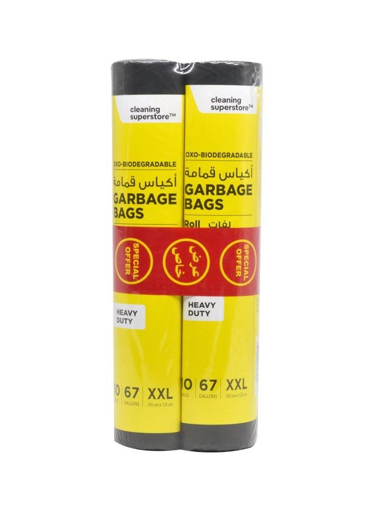 cleaning superstore Multi-Purpose Garbage Bag Roll for Garbage Bin/Dust Bin/Waste Basket/67 Gallons/10 Bags/105x125 cm Black (Pack Of 2)  - Image 1