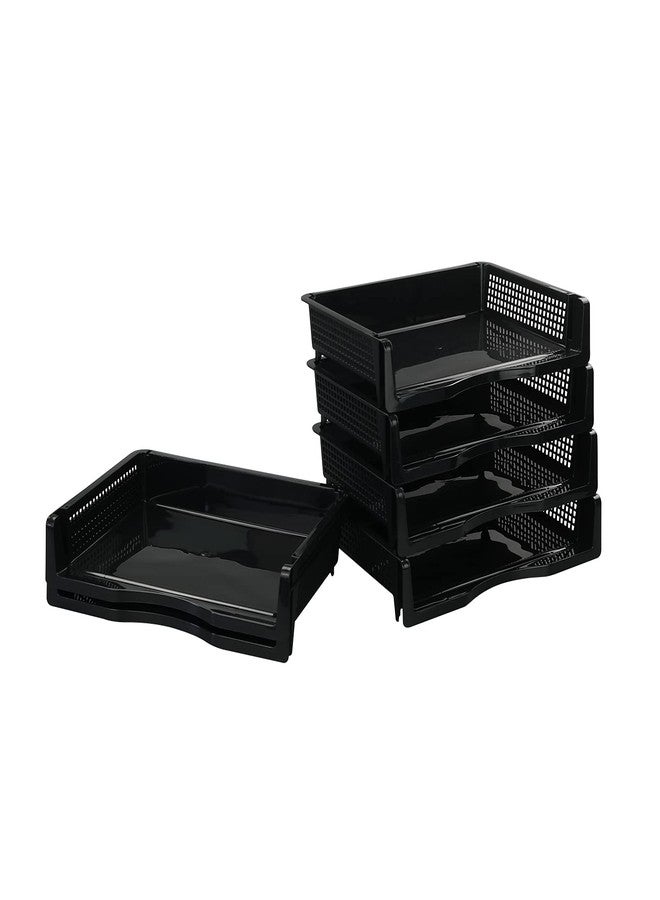 Wekioger Plastic Paper Organizer Tray, Stackable File Document Basket Tray, 6 Packs - Image 4