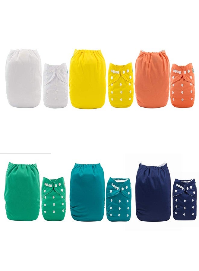 ALVABABY 6 Pack Cloth Diaper with 12 Inserts One Size Adjustable Washable Reusable Diaper Cover for Baby Girls and Boys - Image 2