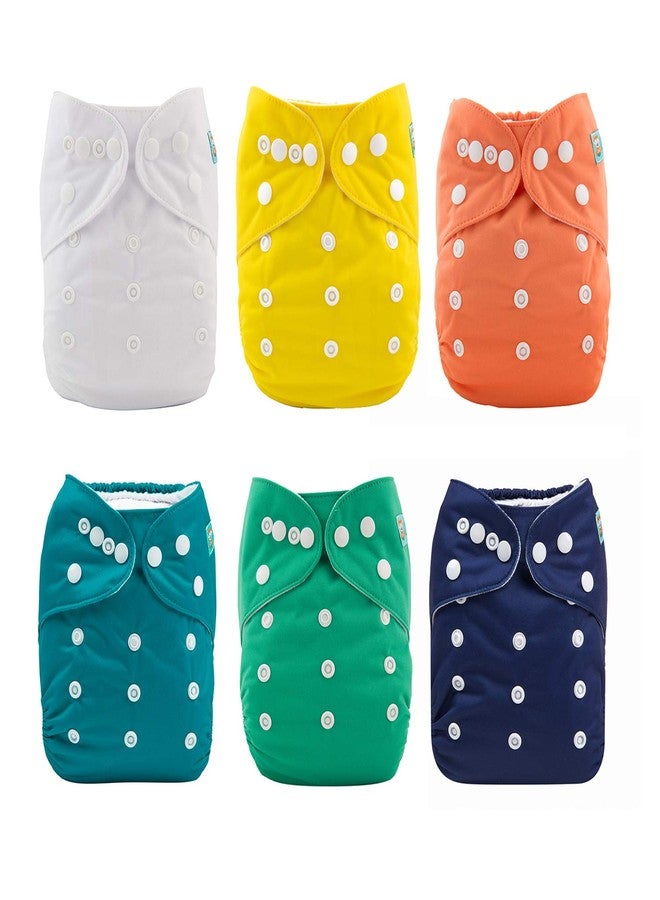 ALVABABY 6 Pack Cloth Diaper with 12 Inserts One Size Adjustable Washable Reusable Diaper Cover for Baby Girls and Boys - Image 1