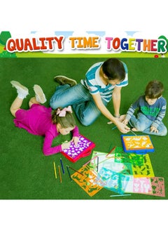 Art with smile Drawing Stencils for Kids Kit & Carry Case â€“ â€“ Child-Safe, Non-Toxic Stencil Set with 300 Shapes, Colored Pencils, Paper, Etc. â€“ Birthday Gifts & Travel Art Supplies for Creativity, Learning and Fun  - Image 1