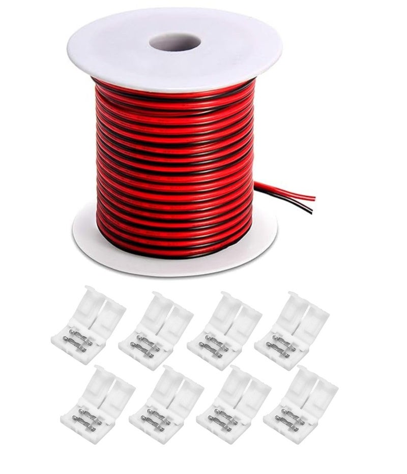 Snoogg كابل SOOOGG 2 نواة 18 AWG بطول 40 قدم موصل 2 دبوس 8 قطع بدون لحام لشرائط LED COB/SMD 2835 3528 أحادية اللون محول تمديد شرائط LED بدون فجوات - Image 1