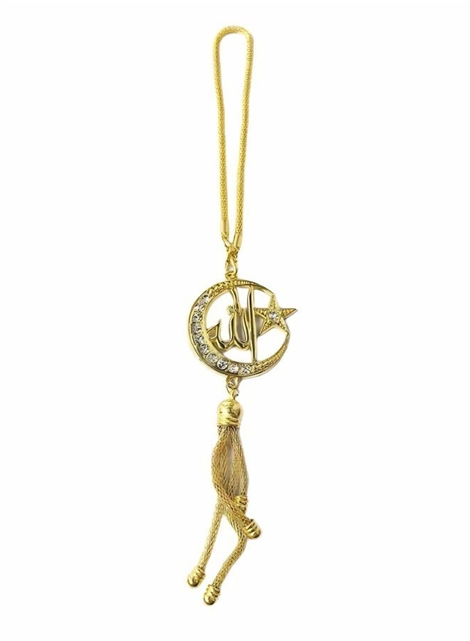 قلادة سيارة على شكل هلال، قلادة مرآة سيارة مطلية بالكروم ومطعمة بأحجار الراين، زخرفة سيارة إبداعية، هدية فريدة مناسبة للأعياد واحتفالات السيارات الجديدة. - Image 3