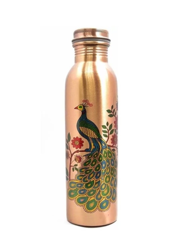 Ak Brass Products - Peacock Elegance 1000ml Pure Premium Copper Water Bottle - Image 1
