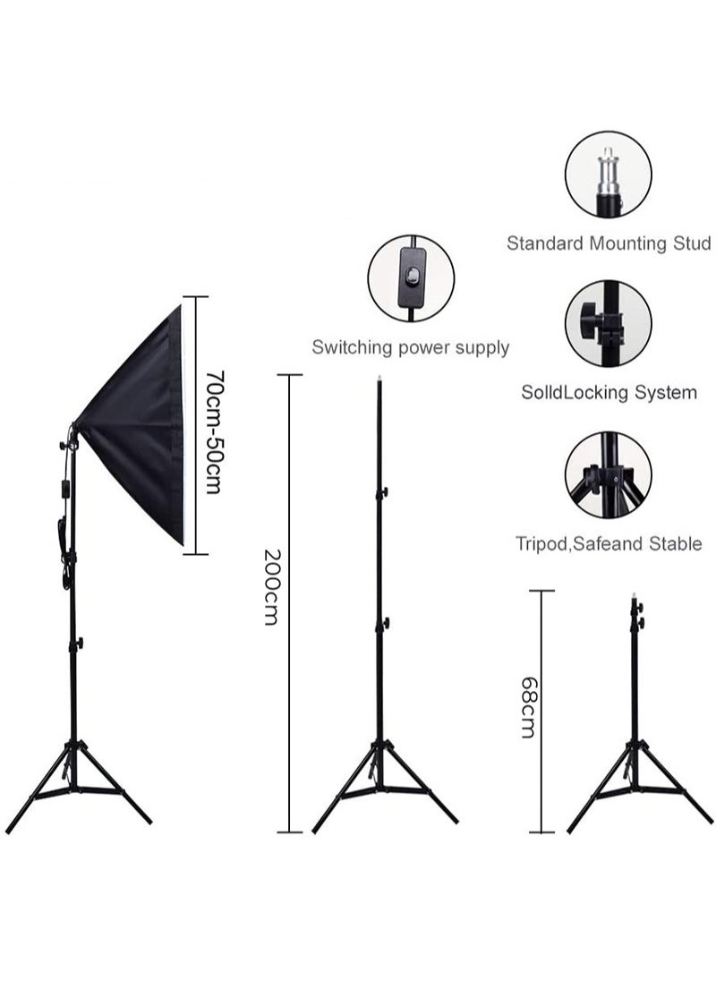 Glanfen - Photography Soft Box Lighting Kit with 200W 3 Colors Bulbs Soft Boxes and Carry Bag for Portrait Product Shooting - Image 1