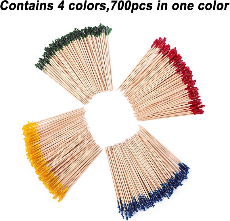 RENYIH 4 Inch Wood Frill Picks Toothpicks,Club Frill Toothpicks,Sandwiches Picks,Cocktail Party Toothpicks for Fruit,Appetizers,Club Sandwiches,Parties. (2800 Pcs) - Image 3
