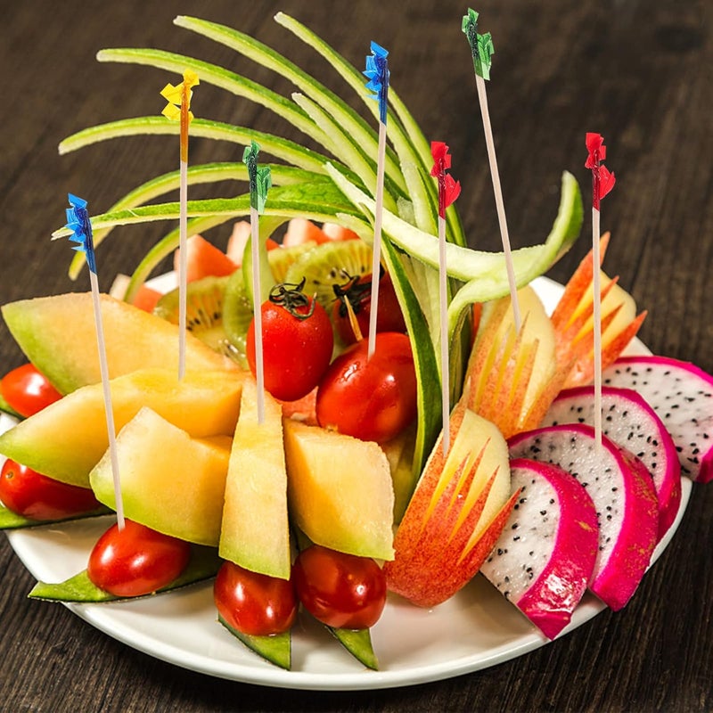 RENYIH 4 Inch Wood Frill Picks Toothpicks,Club Frill Toothpicks,Sandwiches Picks,Cocktail Party Toothpicks for Fruit,Appetizers,Club Sandwiches,Parties. (2800 Pcs) - Image 4