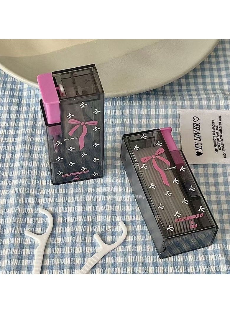 Generic - Automatic Portable Floss Pick,Storage 10 Floss Picks in Floss Box,Refillable Dental Floss Picks Organizer,Push Button to Eject, One at a Time.Dating, Travel,Cafeteria,Hotels. (Pink) - Image 1