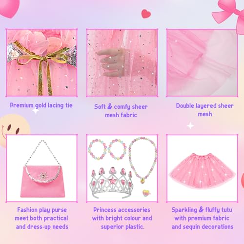 Meland Princess Dress up Clothes for Girl, 11Pcs Princess Cape with Kid Crown Toys,Dresses for Girl 3,4,5,6,7,8 Birthday Gift - Image 2
