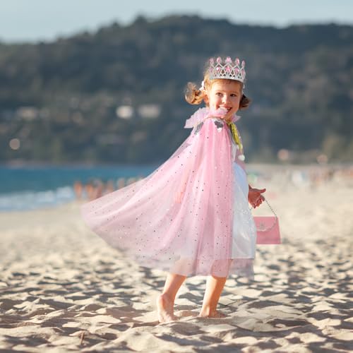 Meland Princess Dress up Clothes for Girl, 11Pcs Princess Cape with Kid Crown Toys,Dresses for Girl 3,4,5,6,7,8 Birthday Gift - Image 3
