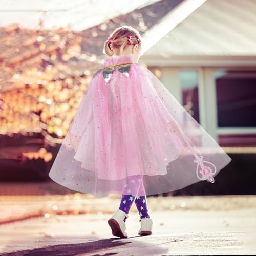 Meland Princess Dress up Clothes for Girl, 11Pcs Princess Cape with Kid Crown Toys,Dresses for Girl 3,4,5,6,7,8 Birthday Gift - Image 5