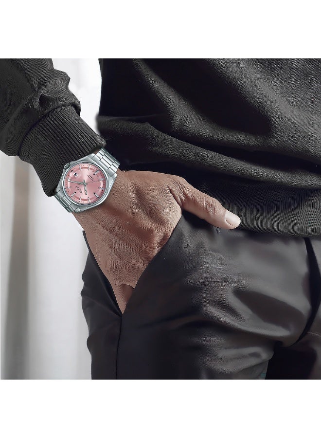 ألبا Active Men’s Watch AS9V97X1, 39 mm Pink Dial, Stainless Steel Case & Bracelet, 100 m WR - Image 4
