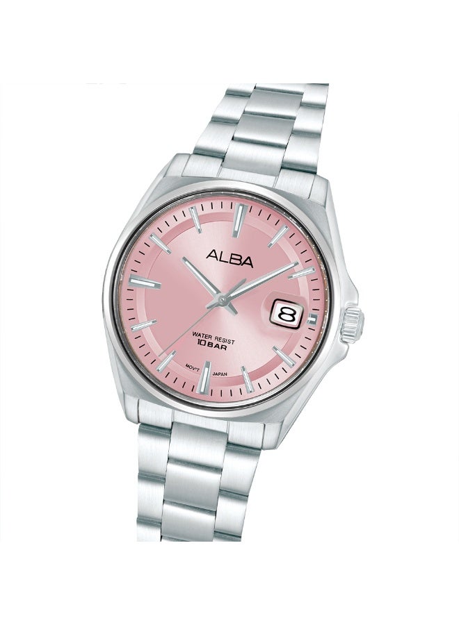 ألبا Active Men’s Watch AS9V97X1, 39 mm Pink Dial, Stainless Steel Case & Bracelet, 100 m WR - Image 5
