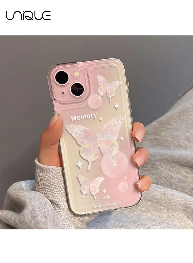يونيك متوافق مع حافظات ايفون 15 ، حافظات وردية متدرجة ، حافظات فراشة - حافظات هاتف تويا - حافظات هاتف أنيقة وبسيطة - حماية من السقوط TPU - Image 1