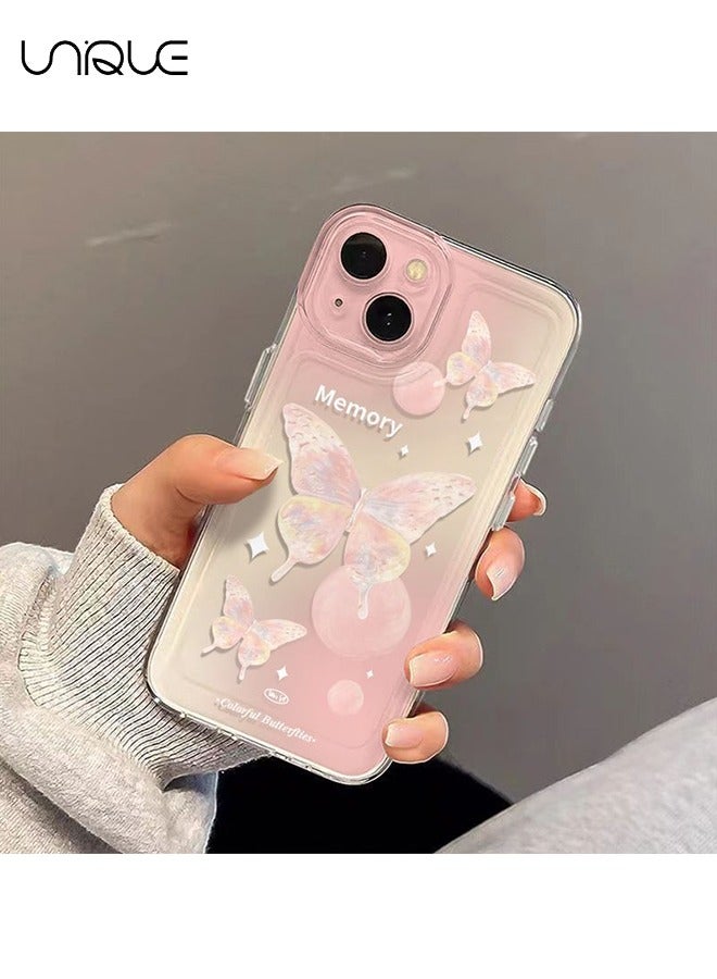 يونيك متوافق مع حافظات ايفون 15 ، حافظات وردية متدرجة ، حافظات فراشة - حافظات هاتف تويا - حافظات هاتف أنيقة وبسيطة - حماية من السقوط TPU - Image 3