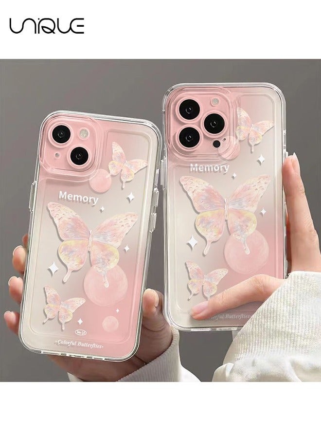 يونيك متوافق مع حافظات ايفون 15 ، حافظات وردية متدرجة ، حافظات فراشة - حافظات هاتف تويا - حافظات هاتف أنيقة وبسيطة - حماية من السقوط TPU - Image 5