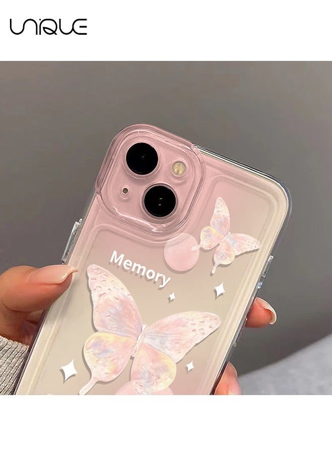 يونيك متوافق مع حافظات ايفون 15 ، حافظات وردية متدرجة ، حافظات فراشة - حافظات هاتف تويا - حافظات هاتف أنيقة وبسيطة - حماية من السقوط TPU - Image 2