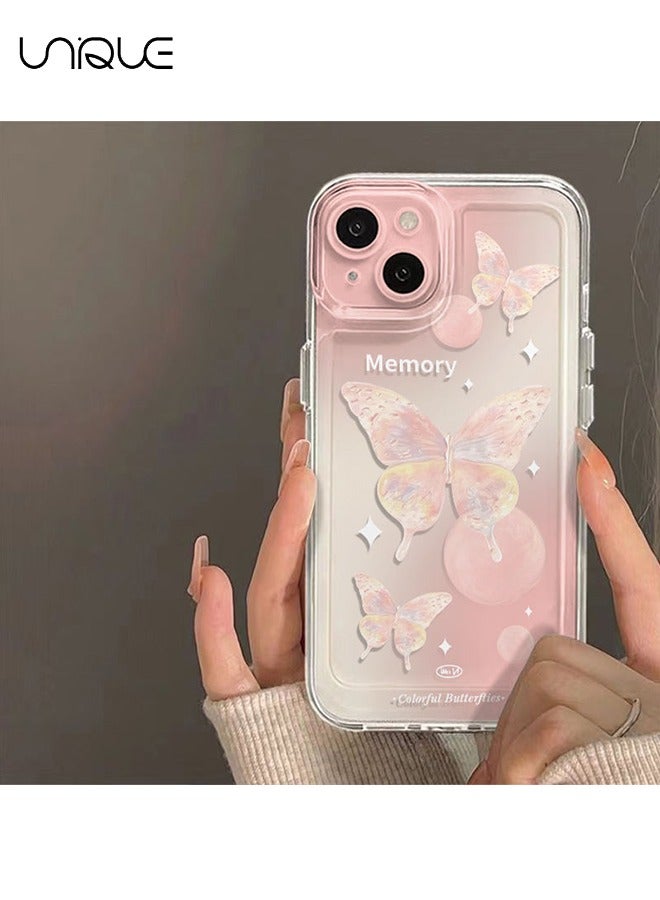 يونيك متوافق مع حافظات ايفون 15 ، حافظات وردية متدرجة ، حافظات فراشة - حافظات هاتف تويا - حافظات هاتف أنيقة وبسيطة - حماية من السقوط TPU - Image 4