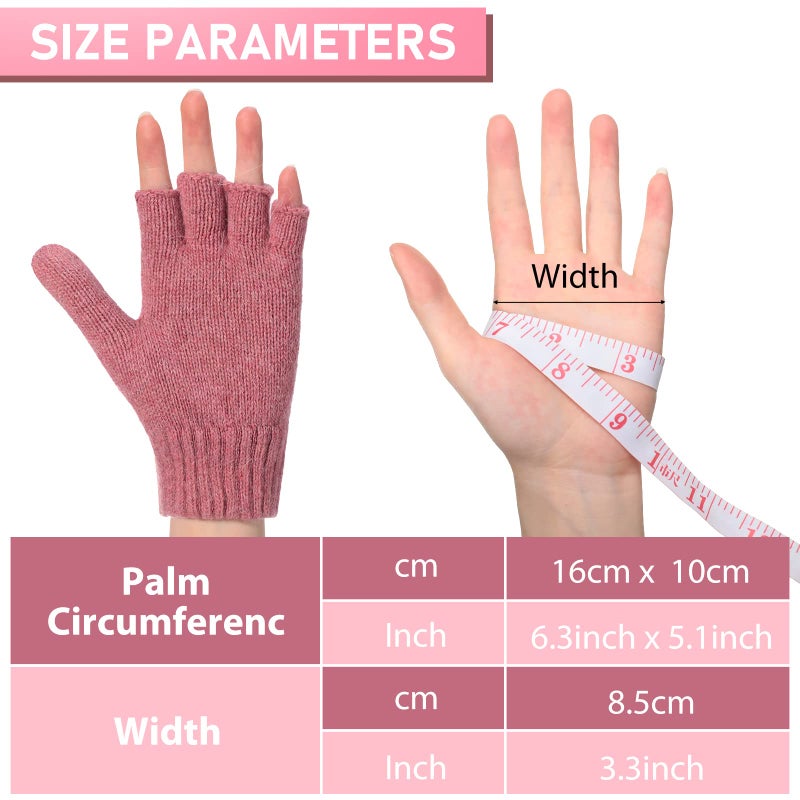 Tarpop 4 Pairs Women Winter Convertible Gloves Fingerless Mittens Knit Flip Wool Warm Half Finger Gloves with Cover(Gray, Beige, Pink, Black) - Image 2