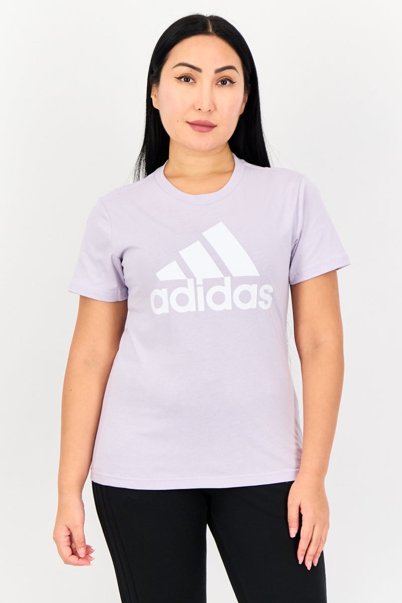 Adidas تي شيرت رياضي نسائي قصير الأكمام فيت خارجي، ليلك - Image 1