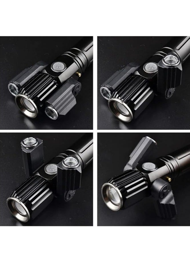 general Aluminum alloy three-head flashlight, impact resistant, non-slip, high brightness ABS, 2600mAh riding three-head flashlight, used for night riding, camping, traveling - Image 3