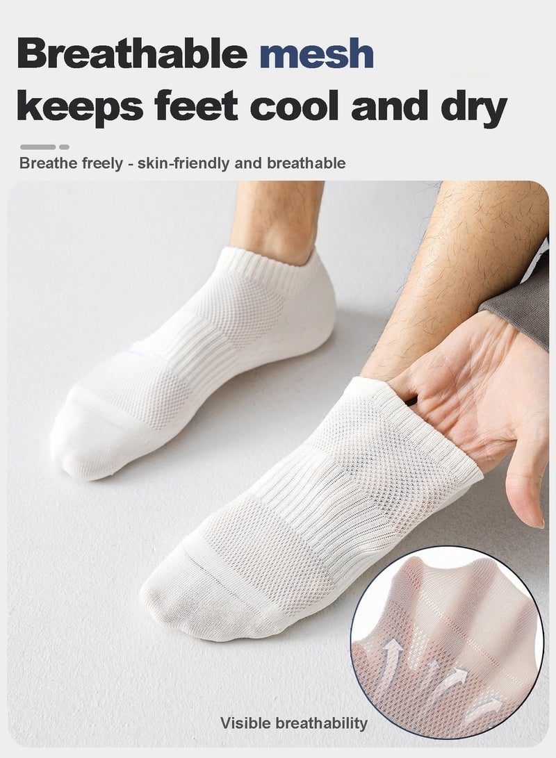 Lynacz Original Men's Ankle Socks 5-Pack, Summer Mesh Breathable with Antibacterial & Anti-Slip Massage Sole - Image 2