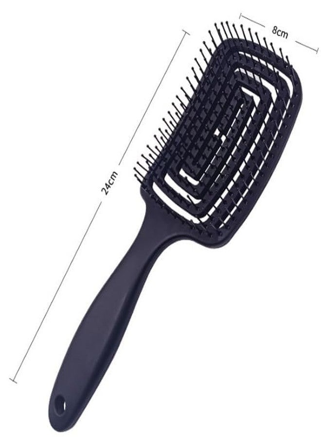KHAMKARI Curved Vented Hair Brush 1 Pcs Hair Brush - Anti Hair Fall Comb for Curly, Wavy & Straight Hair | Grooming, Straightening, Detangling Hair, Ideal for Men & Women (black) - Image 2