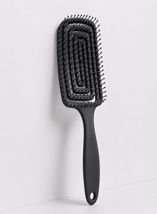 KHAMKARI Curved Vented Hair Brush 1 Pcs Hair Brush - Anti Hair Fall Comb for Curly, Wavy & Straight Hair | Grooming, Straightening, Detangling Hair, Ideal for Men & Women (black) - Image 1