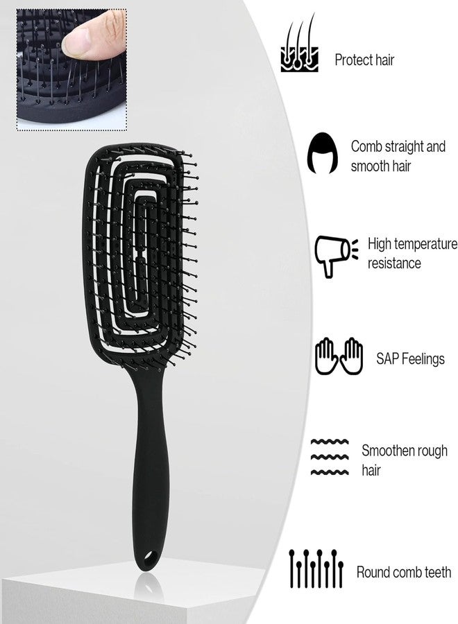 KHAMKARI Curved Vented Hair Brush 1 Pcs Hair Brush - Anti Hair Fall Comb for Curly, Wavy & Straight Hair | Grooming, Straightening, Detangling Hair, Ideal for Men & Women (black) - Image 5