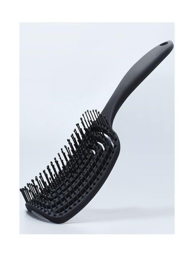 KHAMKARI Curved Vented Hair Brush 1 Pcs Hair Brush - Anti Hair Fall Comb for Curly, Wavy & Straight Hair | Grooming, Straightening, Detangling Hair, Ideal for Men & Women (black) - Image 3