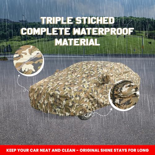 Autofact I20 New Waterproof Car Cover with Mirror Pockets, Camouflage Design, Non Woven Fabric,Triple Stitched, Compatible with Hyundai I20 New Car Cover (2020 to 2024), I20 New Car Accessories - Image 3