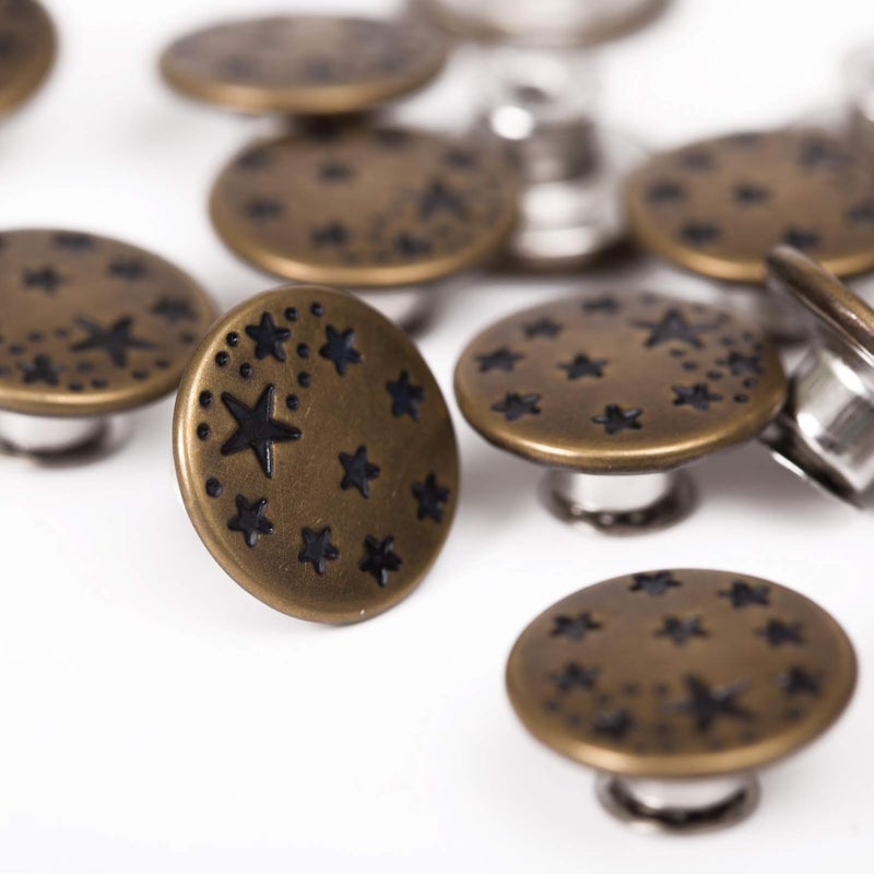 MASONEE 20 Sets 17mm Replacement Jeans Buttons Pants Metal Button Snap Denim Buttons Replacement Kit Suspender No Sew Buttons with Rivets - Image 3