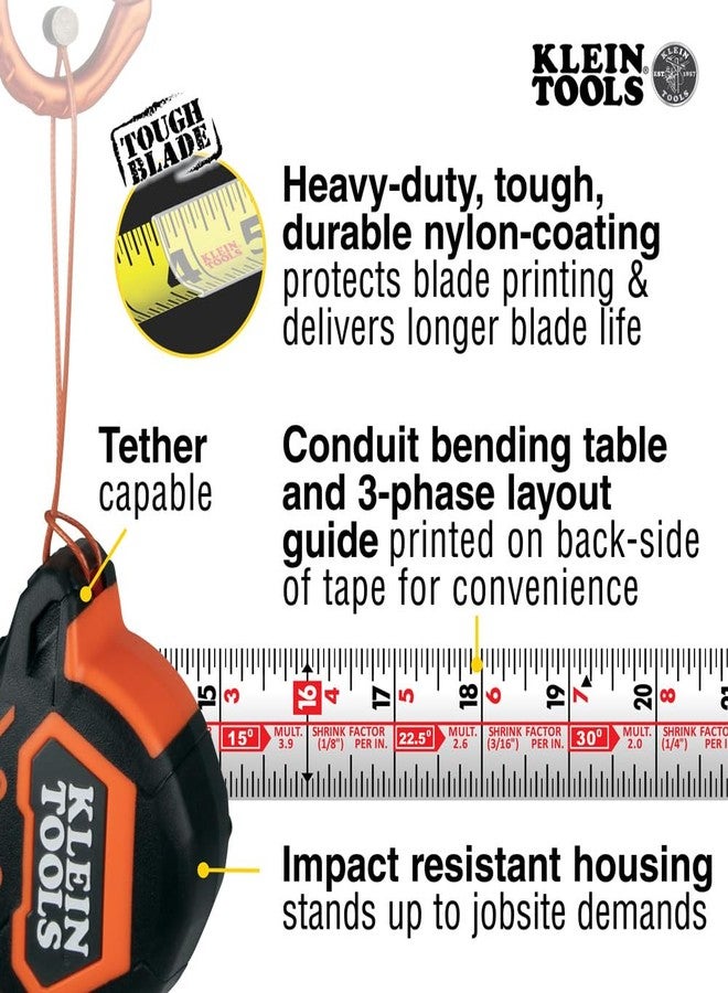 Klein Tools 9216 Tape Measure, Heavy-Duty Measuring Tape with 16-Foot Double-Hook Double-Sided Nylon Reinforced Blade, with Metal Belt Clip - Image 3