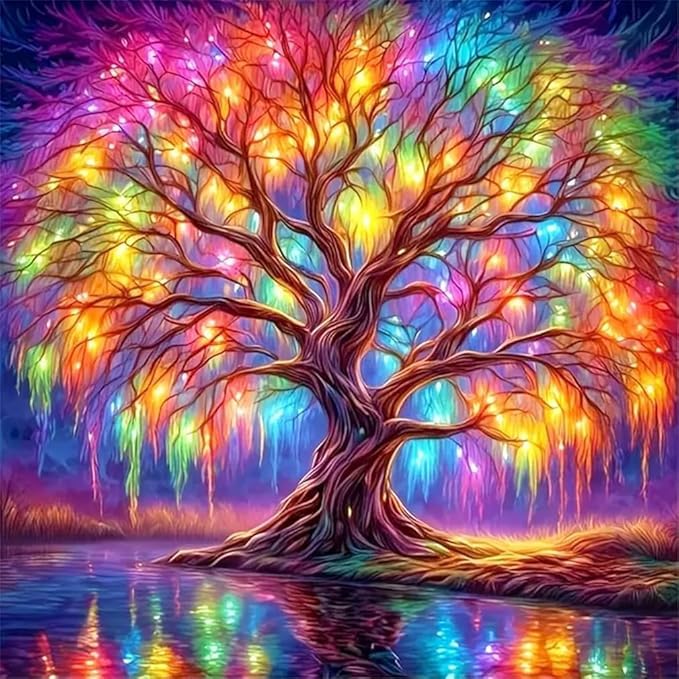 Zyomatiq 5D Diamond Painting Kits for Adult Colourful Tree of Life Diamond Art Kits for Adult Beginners Tree Diamond Painting Full Round Drill Crafts Kit for Home Wall Decor Gift 12x12in Pack of 1 - Image 1