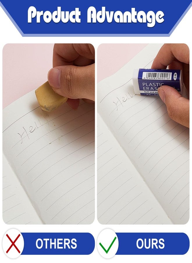Lewtemi 100 Packs White Erasers Bulk Kids Large White Block Eraser Bulk for Kids Student School Drawing Art Classroom Office Home 2 x 0.8 x 0.4 Inch - Image 3