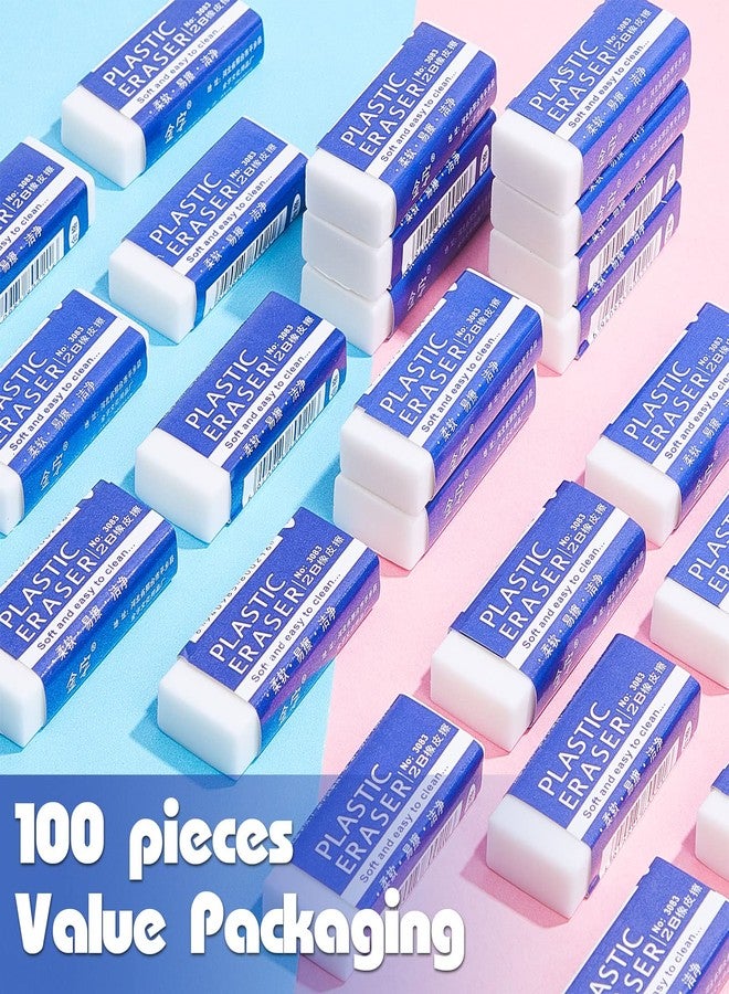 Lewtemi 100 Packs White Erasers Bulk Kids Large White Block Eraser Bulk for Kids Student School Drawing Art Classroom Office Home 2 x 0.8 x 0.4 Inch - Image 4
