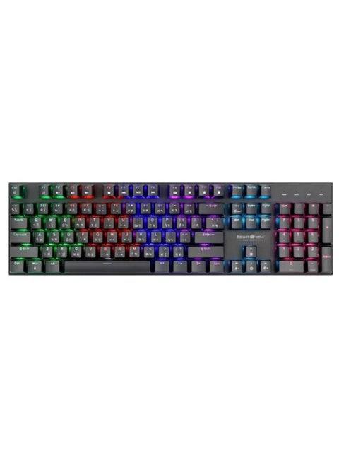 لوحة مفاتيح ألعاب سلكية احترافية للكمبيوتر والكمبيوتر المحمول (RGB)، 104 مفاتيح مع كابل USB ومنفذ نوع C مفتاح ميكانيكي أزرق يستخدم في المنزل والمكتب