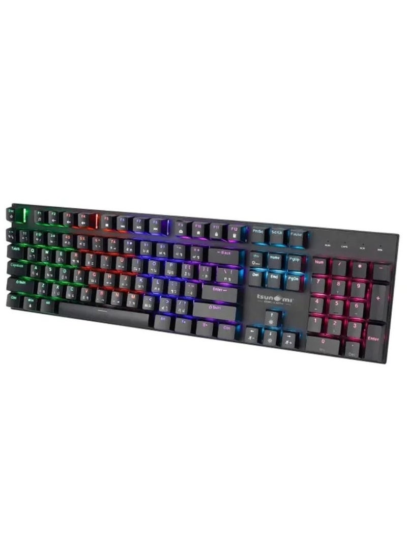 ماركة غير محددة - لوحة مفاتيح ألعاب سلكية احترافية للكمبيوتر والكمبيوتر المحمول (RGB)، 104 مفاتيح مع كابل USB ومنفذ نوع C مفتاح ميكانيكي أزرق يستخدم في المنزل والمكتب - Image 1