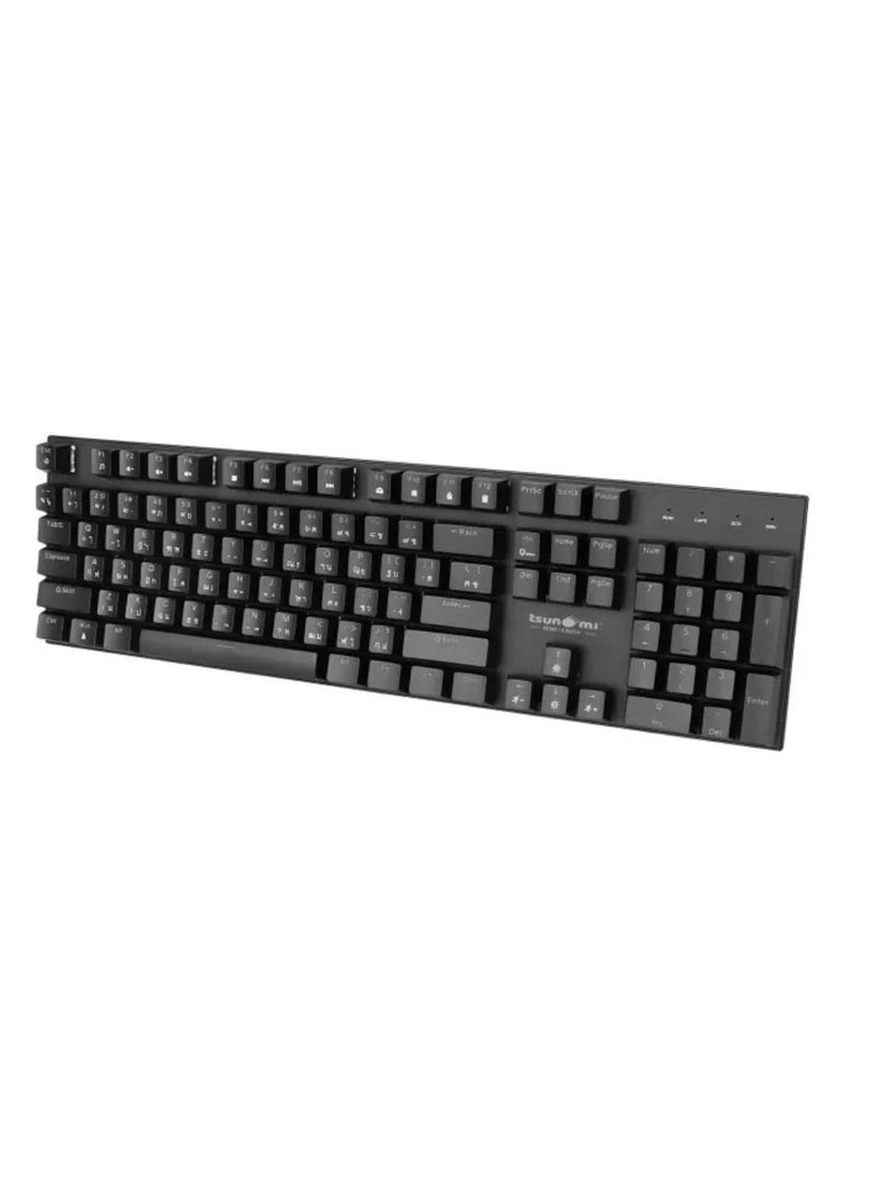 ماركة غير محددة - لوحة مفاتيح ألعاب سلكية احترافية للكمبيوتر والكمبيوتر المحمول (RGB)، 104 مفاتيح مع كابل USB ومنفذ نوع C مفتاح ميكانيكي أزرق يستخدم في المنزل والمكتب - Image 1