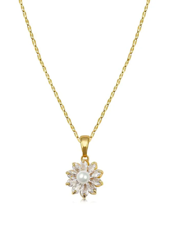 Take Two  Take Two Gold Floral Embellished Drop Necklace for Women | Best Price UAE