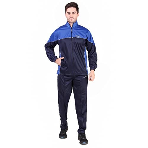 TEMPEST Men's Running Windbreaker Gym and Sports Sports Suit (Large, Navy Blue/Royal Blue) - Image 1