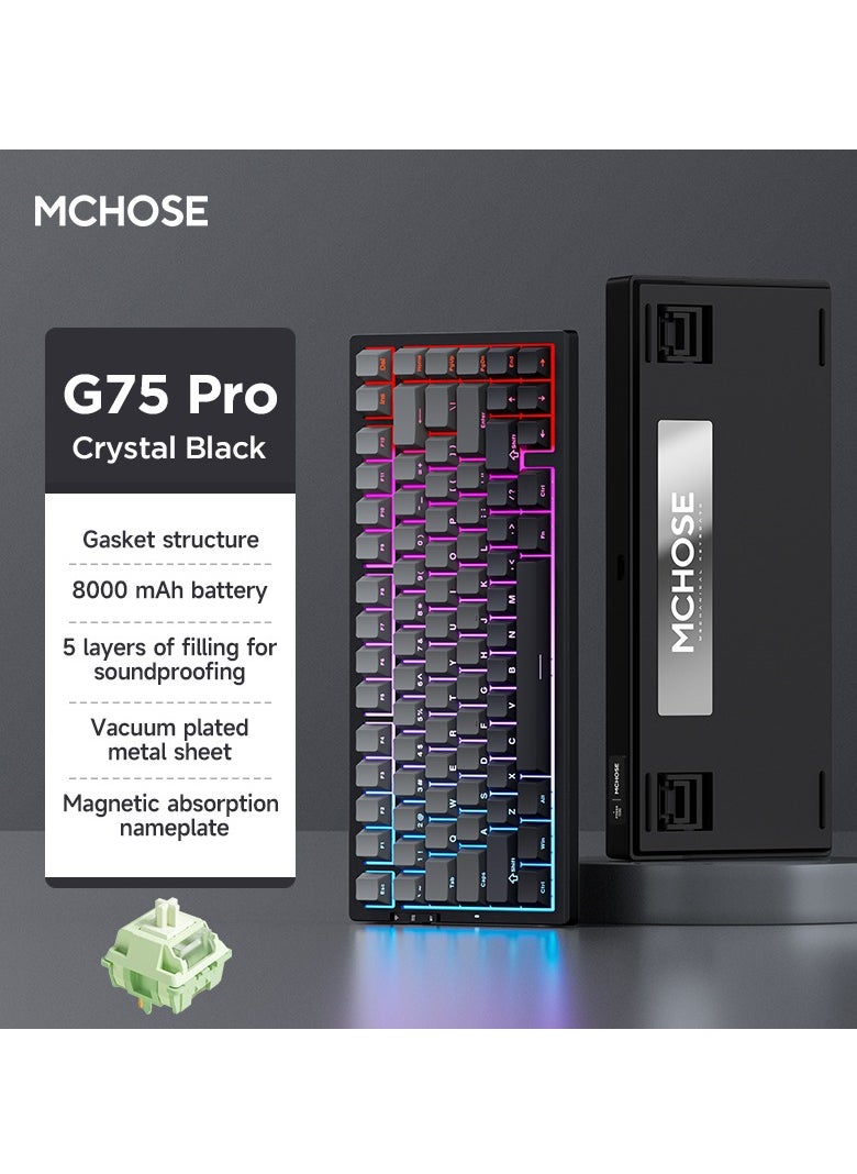 G75 Pro Matcha Latte axis V2 Hot Swap Mechanical Gaming Keyboard 3 Mode Connection Bluetooth/Wireless/USB-C