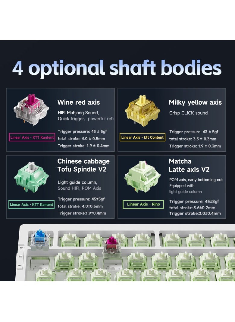 G75 Pro Matcha Latte axis V2 Hot Swap Mechanical Gaming Keyboard 3 Mode Connection Bluetooth/Wireless/USB-C