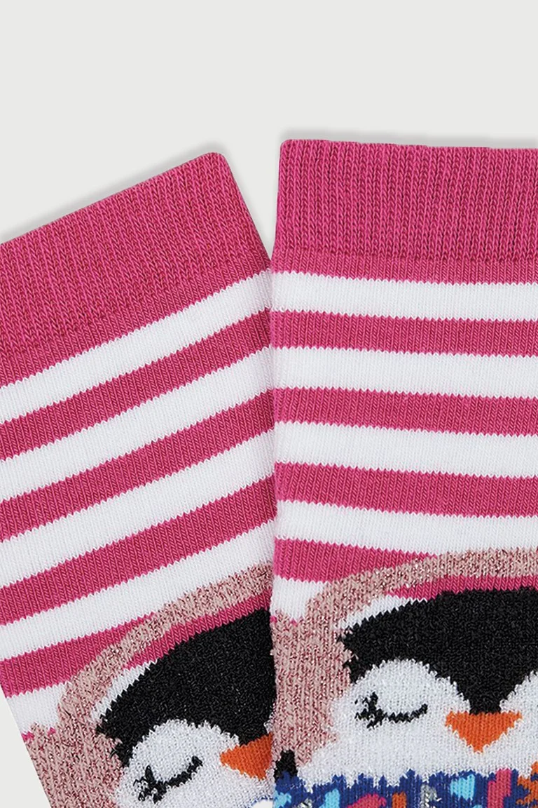 ميم سوكس 3-Piece Glittery Rabbit-Penguin Patterned Anti-Slip Towel Children's Socks