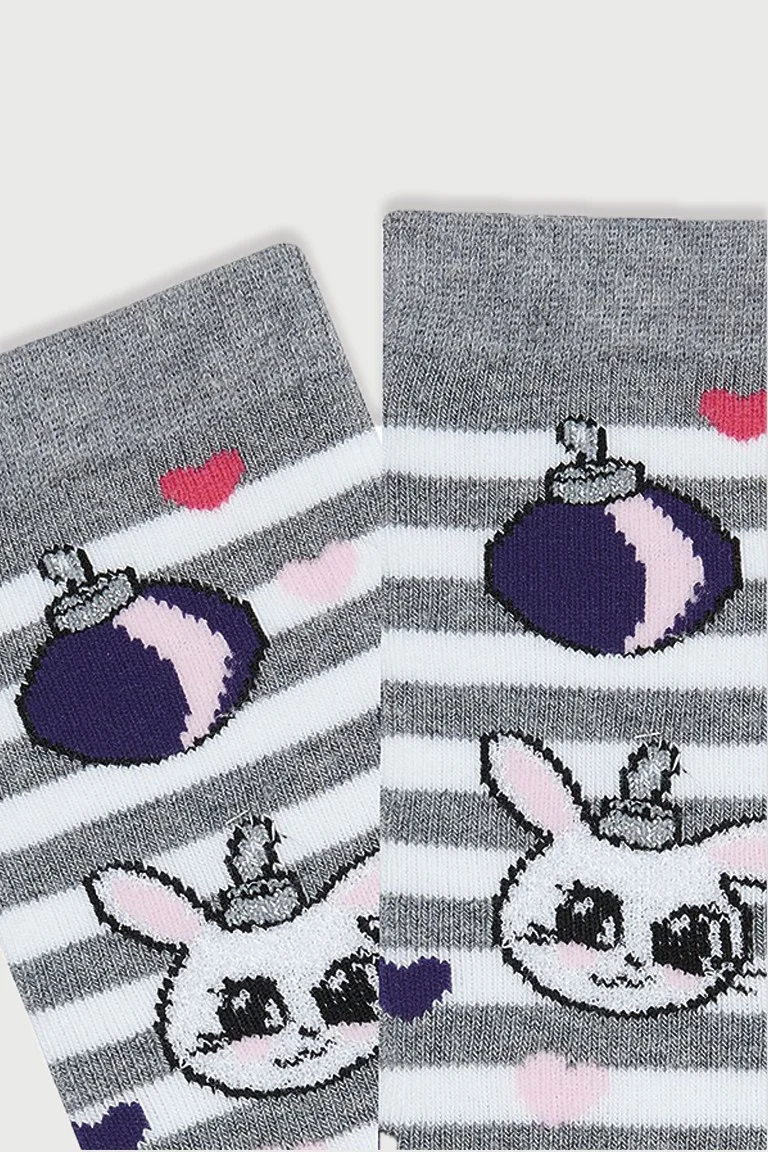 ميم سوكس 3-Piece Glittery Rabbit-Penguin Patterned Anti-Slip Towel Children's Socks