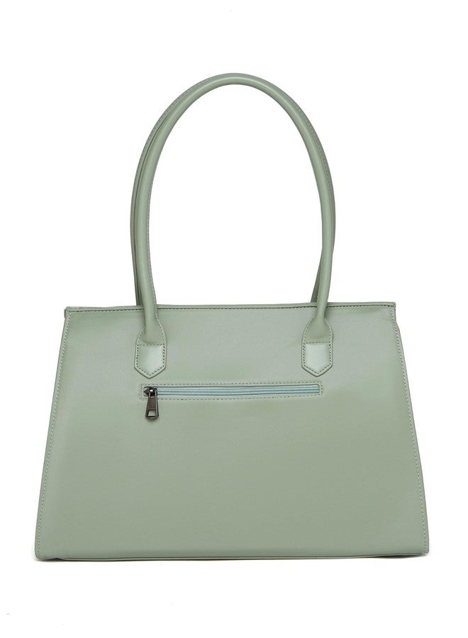 EVOKE BLOSSOM Structured Tote Bag 275 for Women | Fits 14" Laptop | Stylish and Spacious Handbag For Office Use, Work (Mint Green) - Image 4