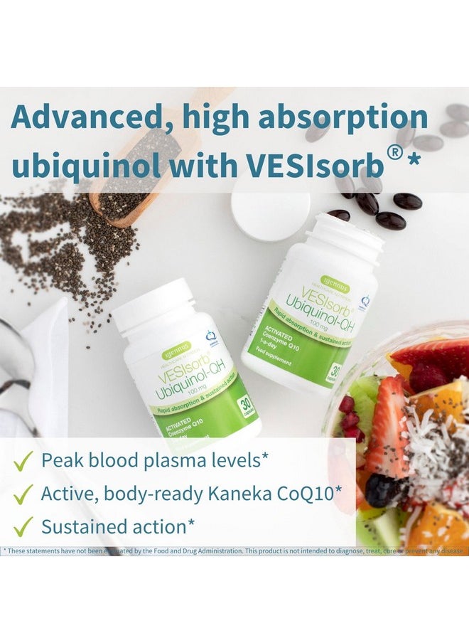 Igennus Healthcare Nutrition - Vesisorb Ubiquinolqh Advanced Coq10 100Mg 90 Capsules 600% Bioavailability & Fastacting Energy Fertility & Heart 3Months Supply… - Image 1