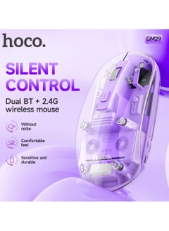 hoco. HOCO GM29 USB Wireless Computer Mouse-- 2.4G Dual-Channel Full Body Transparent with Comfortable Design, Silent and Smooth Tracking For PC, Mac, Laptop and Tablets - Transparent Black  - Image 2